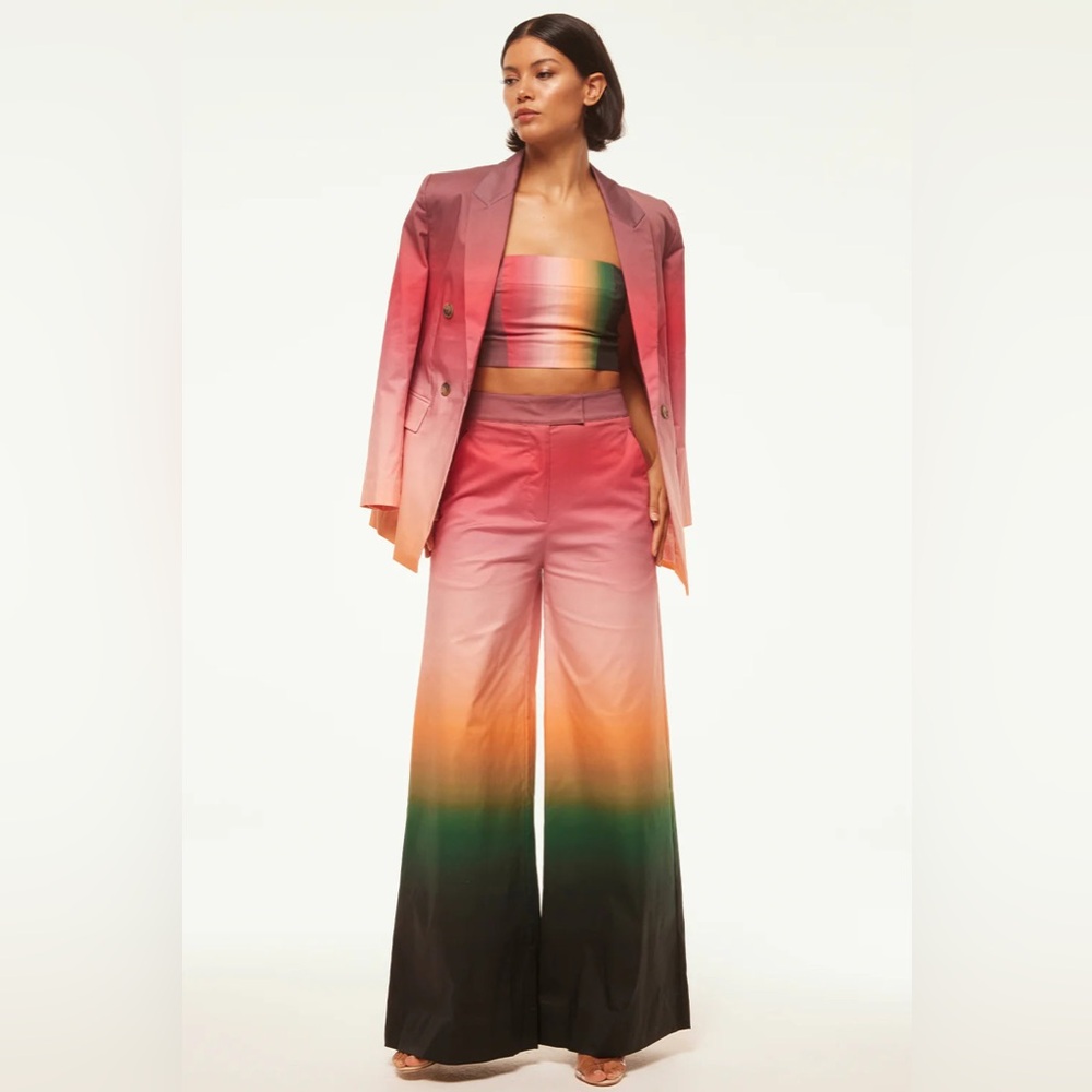 MISA Los Angeles Nico Ombre High-Rise Wide-Leg Poplin Trouser Pants Size XS NWT